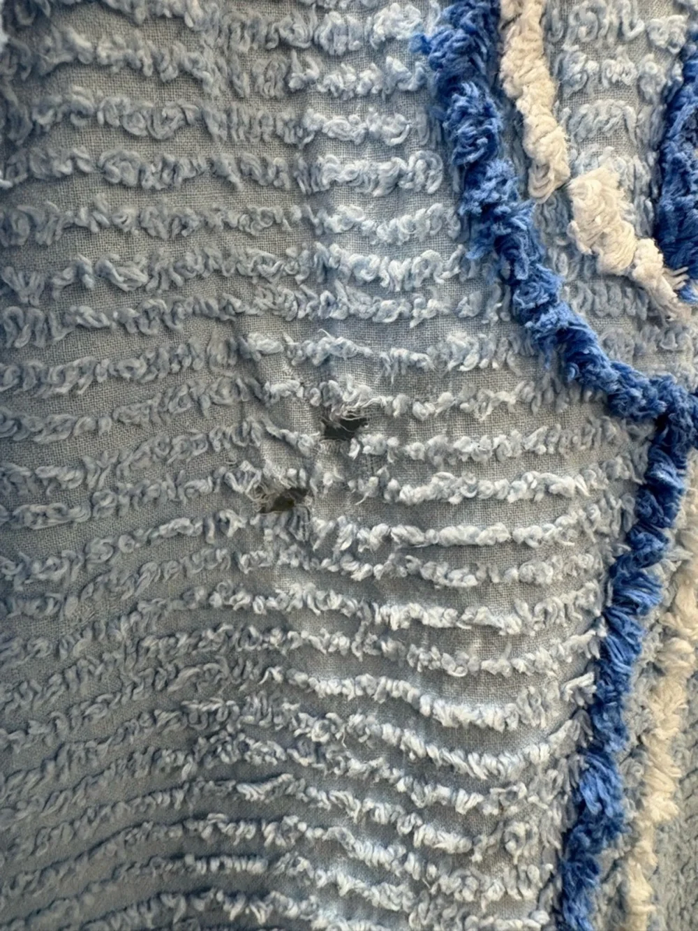 Light Blue Embroidered Floral Chenille Bedspread